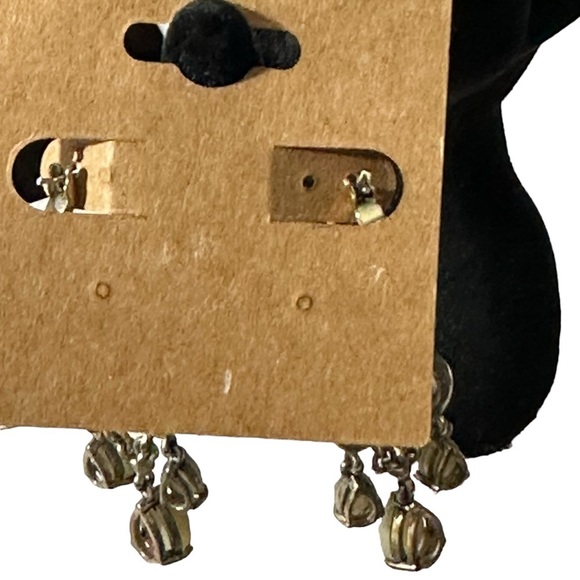 Vintage Signed Monet Chandelier Prong Set Stones Crystal Dangle Pierced Earrings - Picture 7 of 10